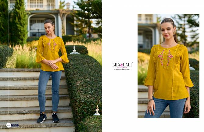 Melody Vol 3 By Lily And Lali Premium Short Embroidery Ladies Top Wholesale Shop In Surat
